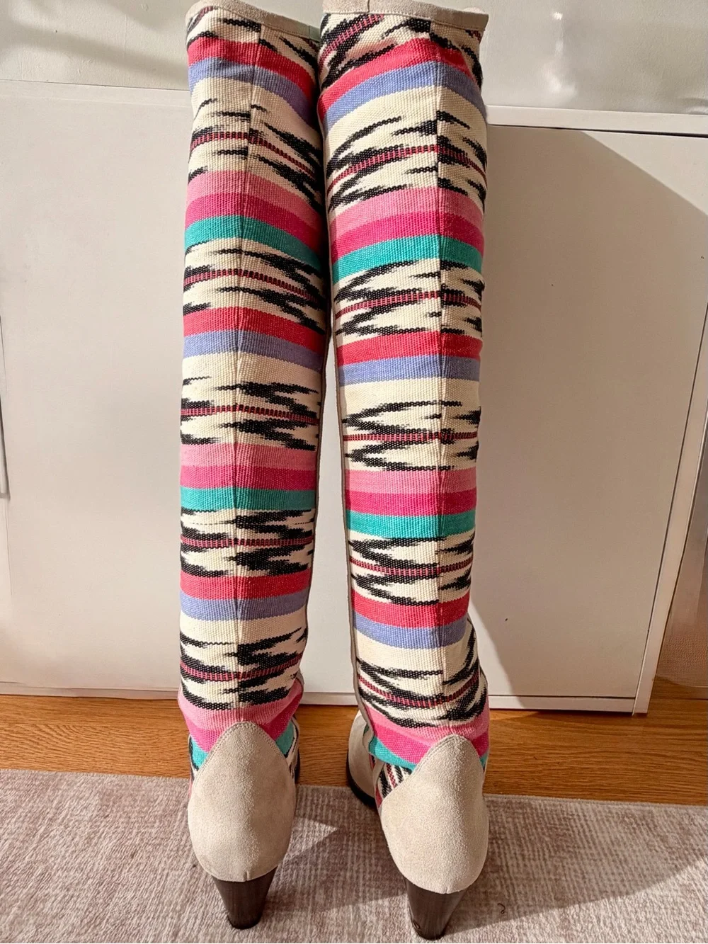 ISABEL MARANT Over-the-Knee Lorey Boot in Multicolor & Ecru